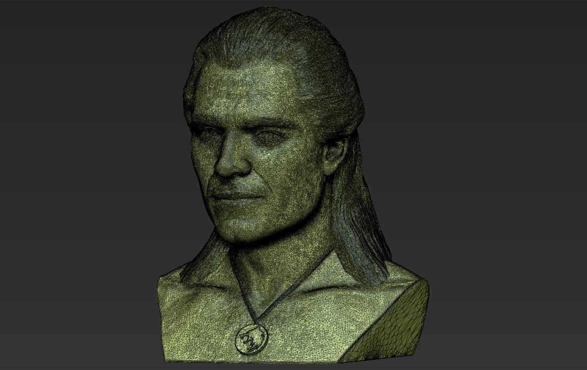 Geralt of Rivia The Witcher Cavill bust full color 3D printing Free 3D print model_53