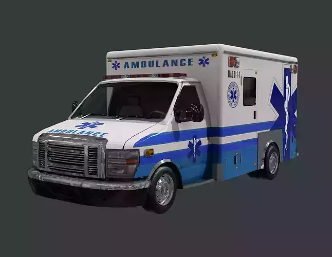 Vehicle Ambulance Rescue Truck Game Ready 01