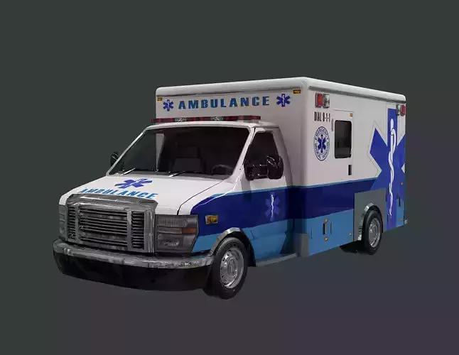 Vehicle Ambulance Rescue Truck Game Ready 02
