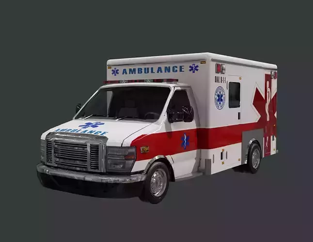 Vehicle Ambulance Rescue Truck Game Ready 04 Low-poly 3D model