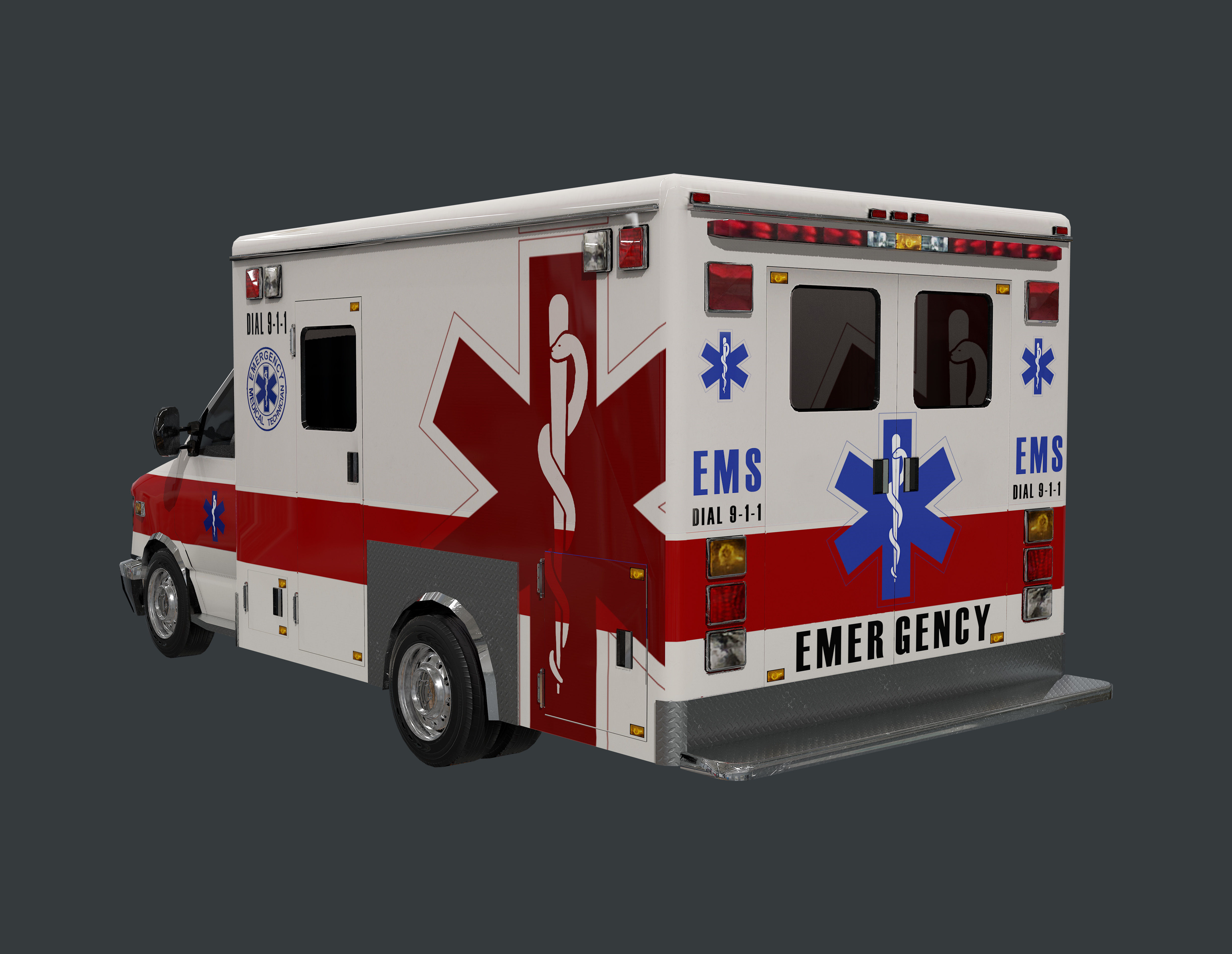 Vehicle Ambulance Rescue Truck Game Ready 04 Low-poly 3D model_1