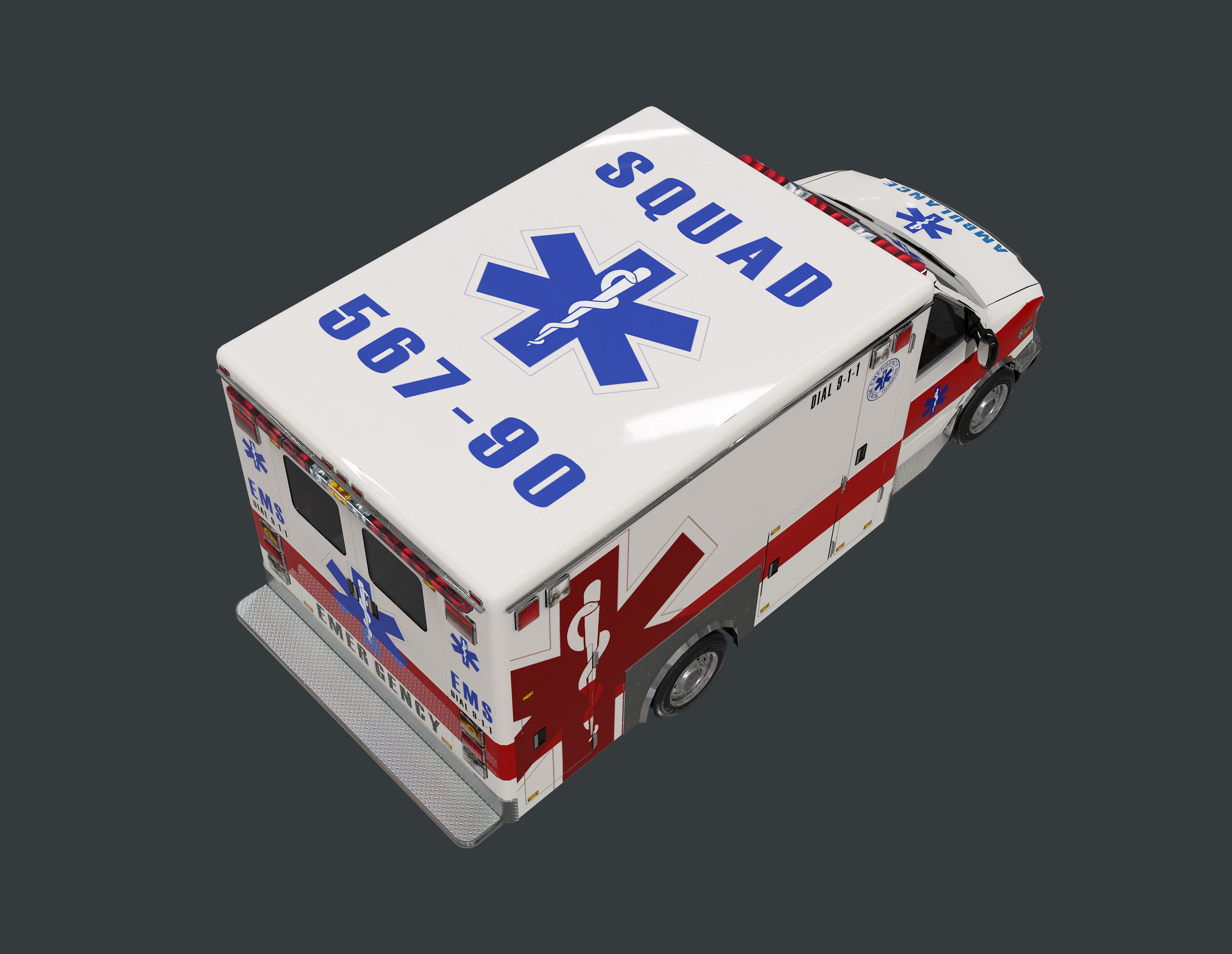 Vehicle Ambulance Rescue Truck Game Ready 04 Low-poly 3D model_3