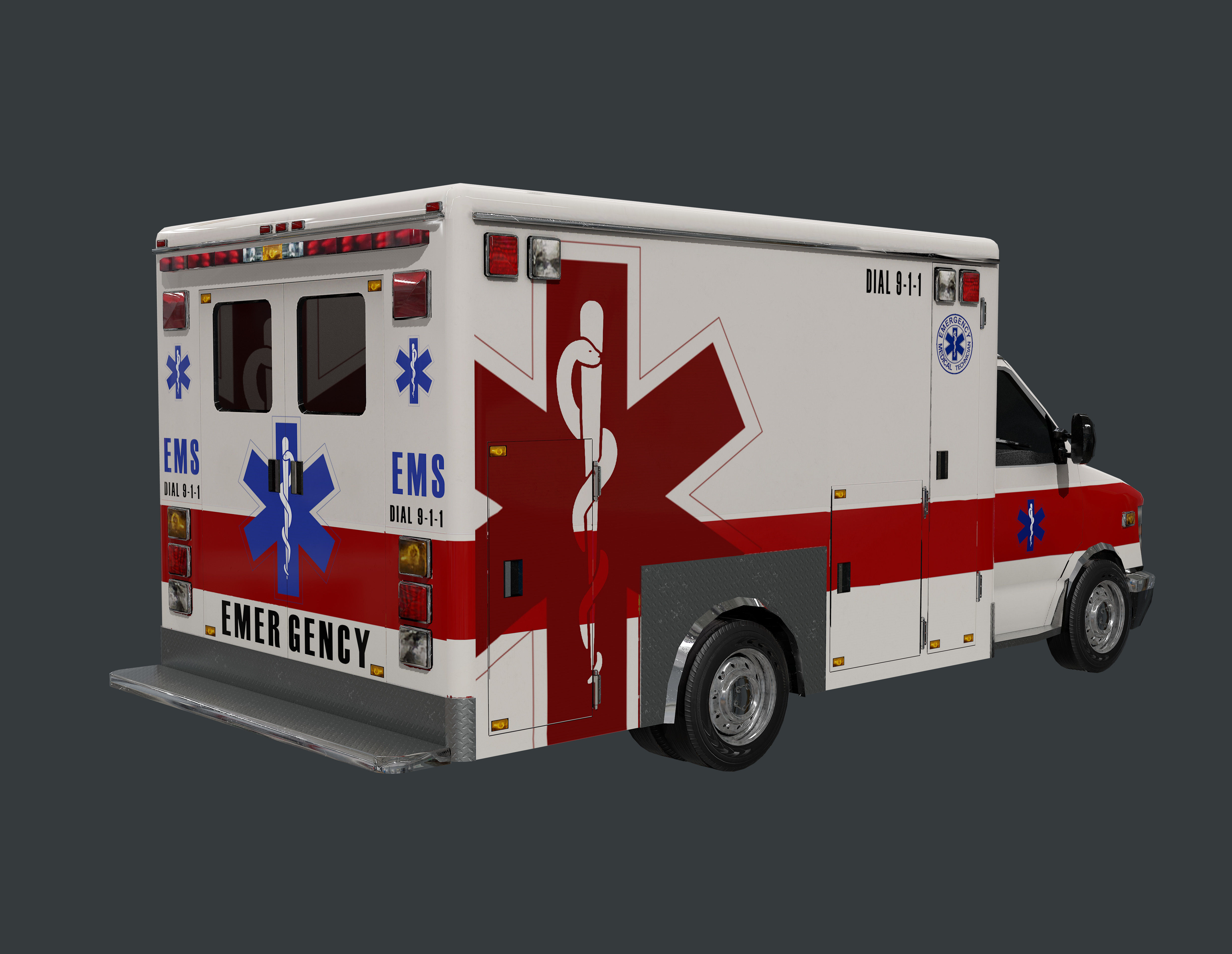 Vehicle Ambulance Rescue Truck Game Ready 04 Low-poly 3D model_2