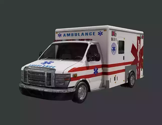 Vehicle Ambulance Rescue Truck Game Ready 05 Low-poly 3D model