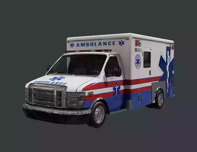 Vehicle Ambulance Rescue Truck Game Ready 06