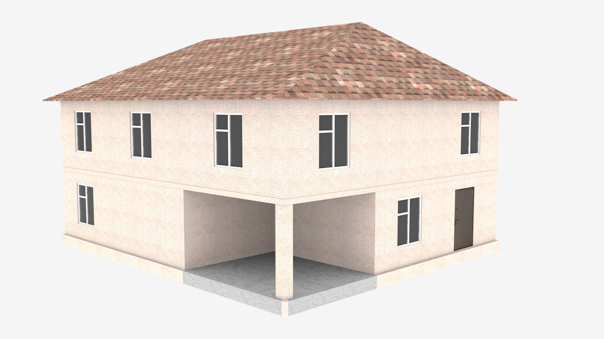 Private house 2 Low-poly 3D model_1