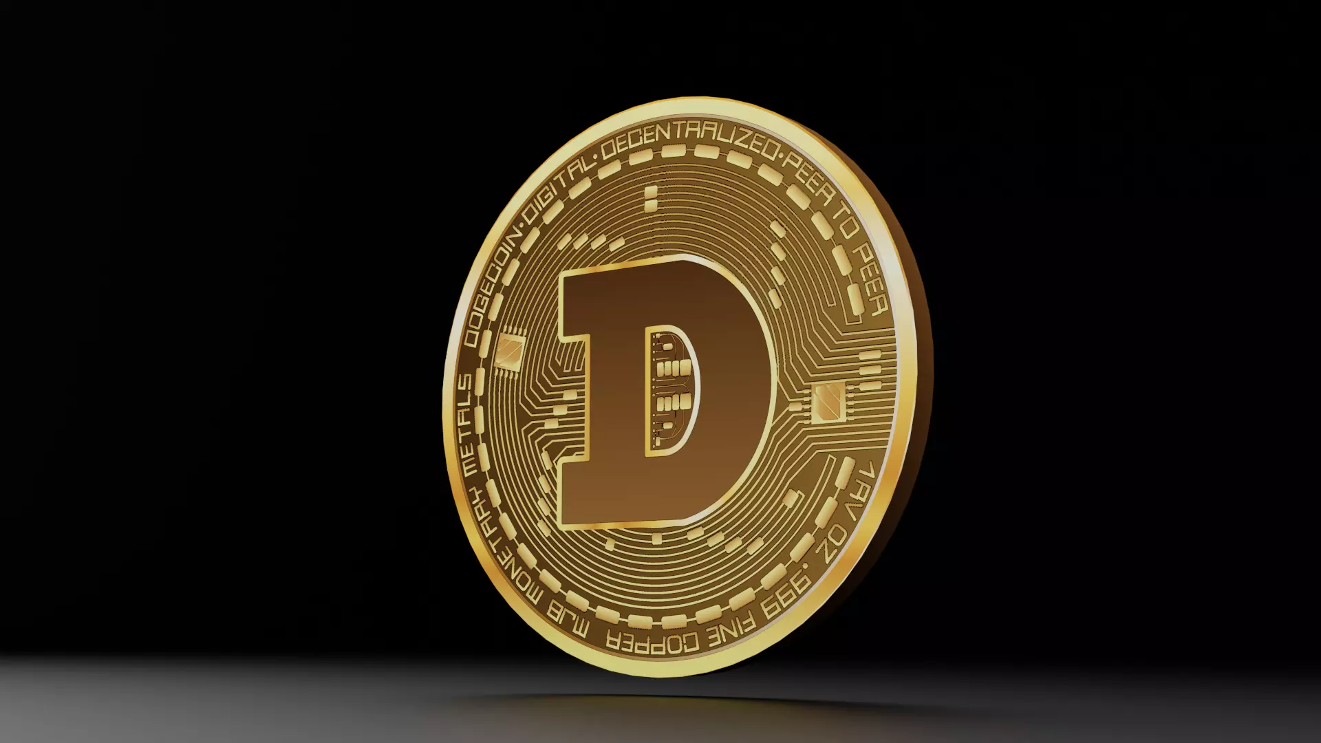 DogeCoin 3D Model Low Poly gold coin with letter d Free low-poly 3D model