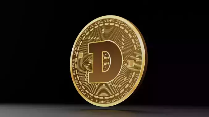 DogeCoin 3D Model Low Poly gold coin with letter d
