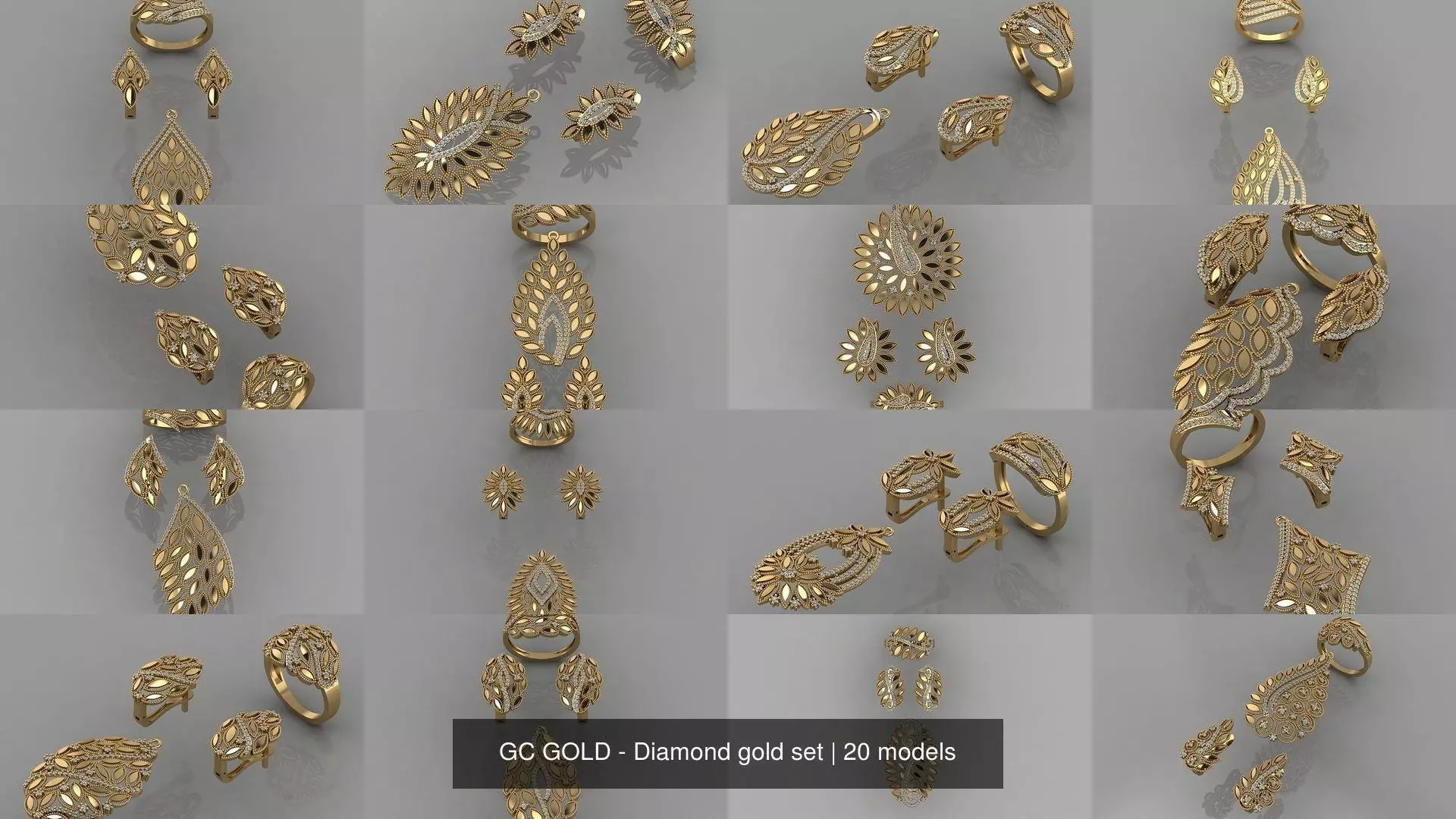 GC GOLD - Diamond gold set 3D Model Collection_0