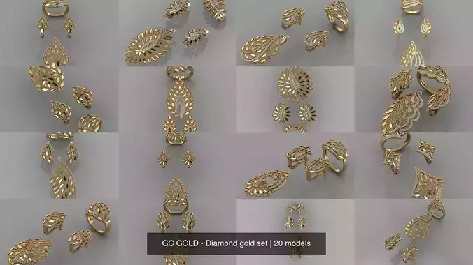 GC GOLD - Diamond gold set 3D Model Collection