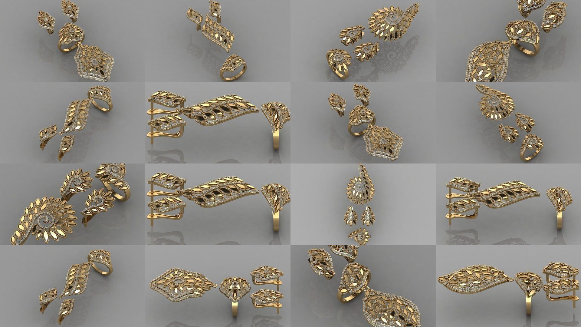 GC GOLD - Diamond gold set 3D Model Collection_1
