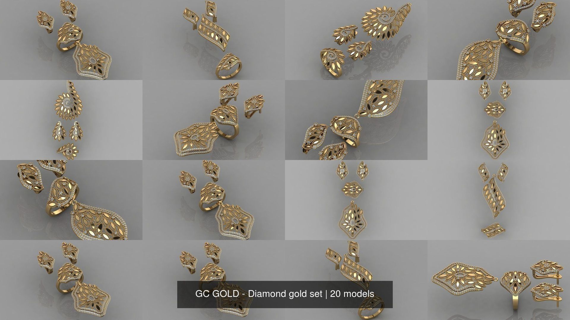 GC GOLD - Diamond gold set 3D Model Collection_2