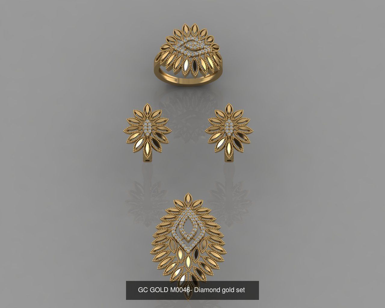GC GOLD - Diamond gold set 3D Model Collection_12