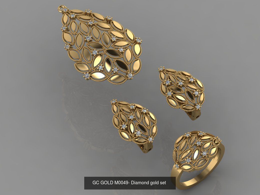 GC GOLD - Diamond gold set 3D Model Collection_7