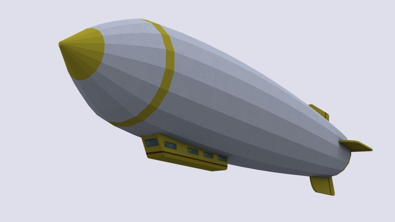 zeppelin airship flying in sky Low-poly 3D model_3