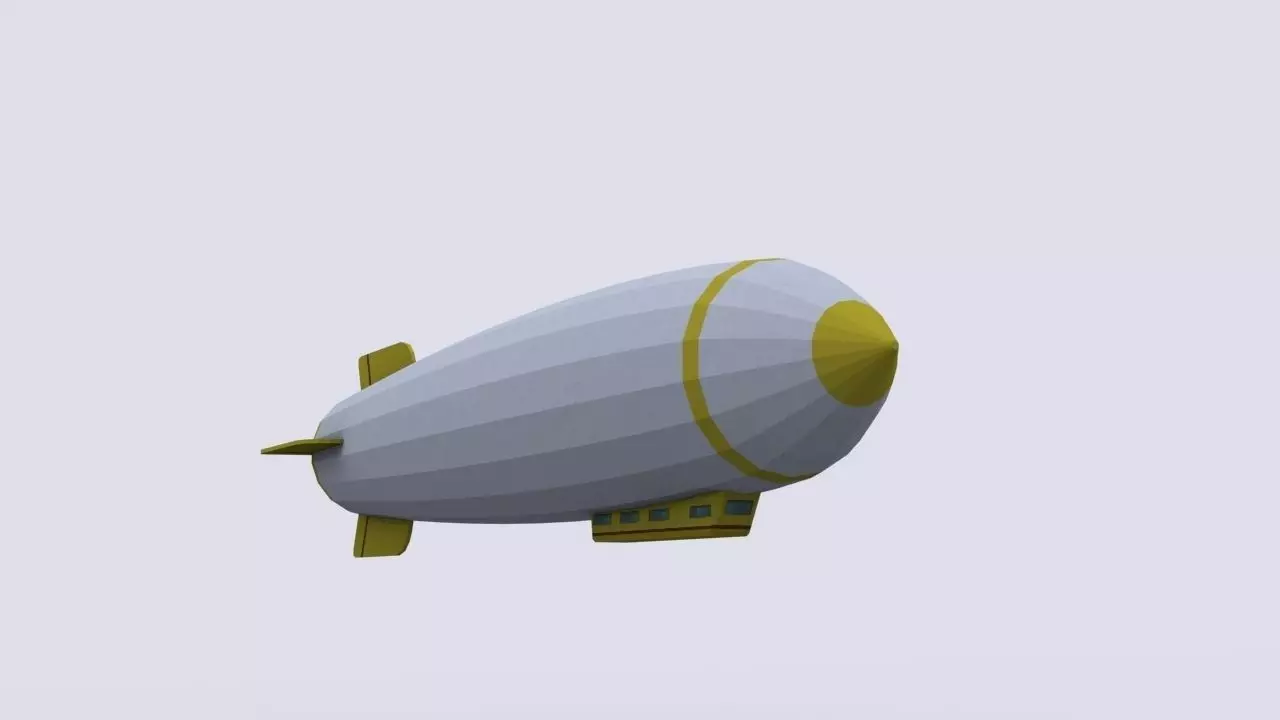zeppelin airship flying in sky Low-poly 3D model_0
