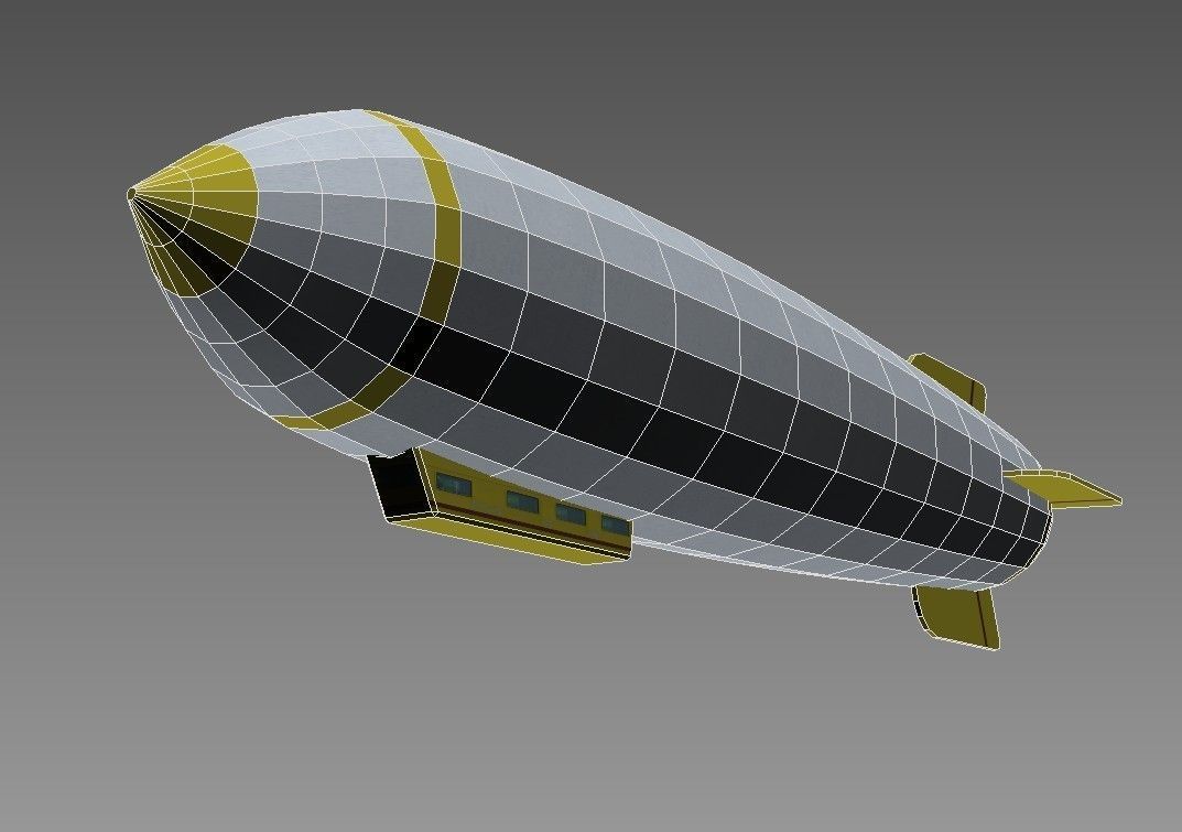 zeppelin airship flying in sky Low-poly 3D model_4
