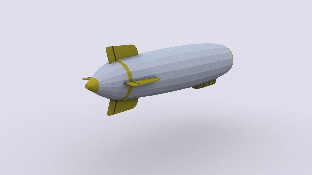 zeppelin airship flying in sky Low-poly 3D model_1