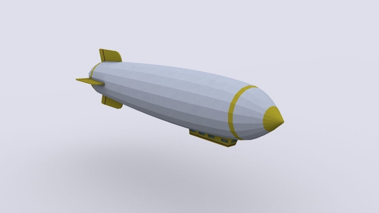 zeppelin airship flying in sky Low-poly 3D model_2
