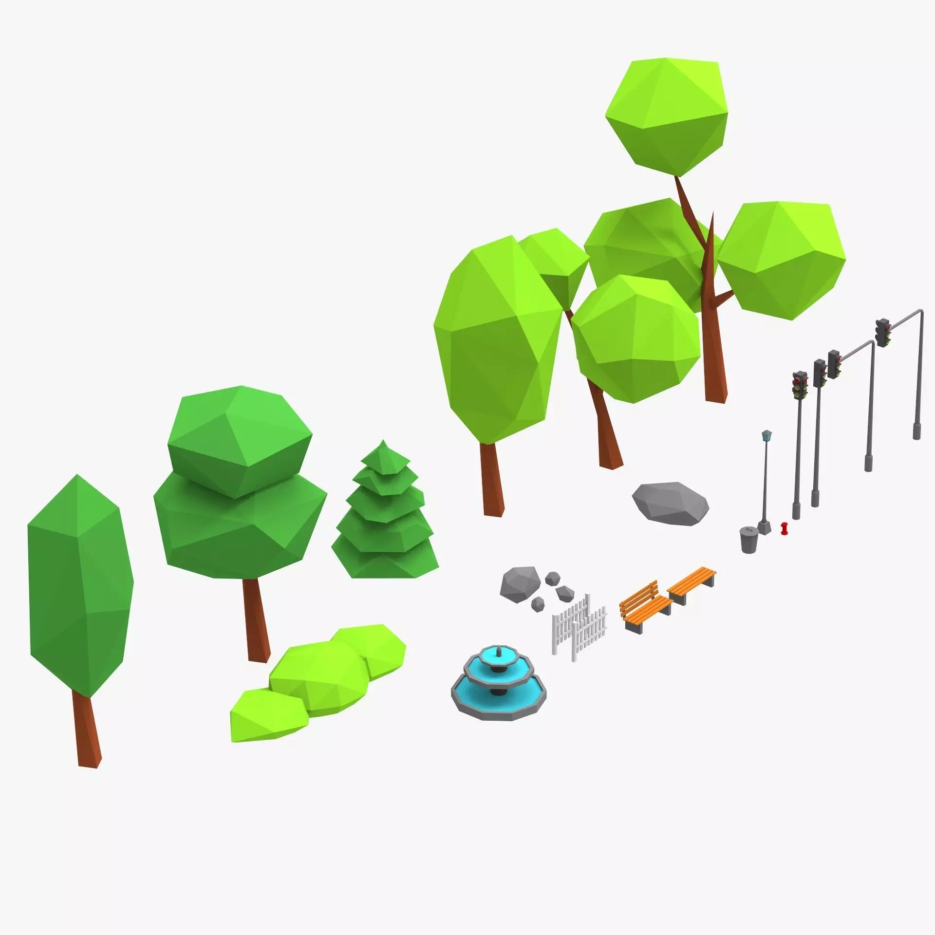 Details of objects park Low Poly 3D model | CGTrader