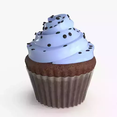 Cupcake Blue Low-poly 3D model