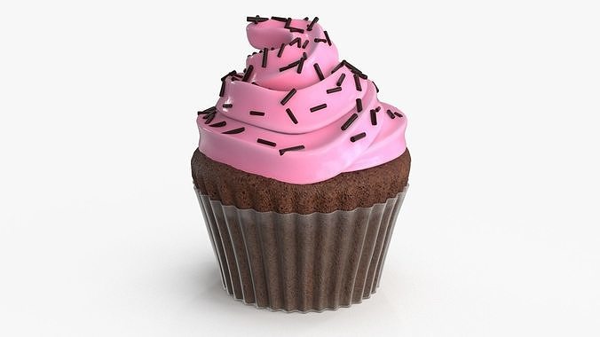 Cupcake Pink Low-poly 3D model 5