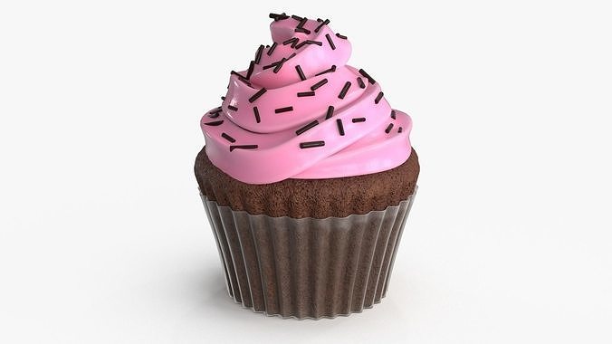 Cupcake Pink Low-poly 3D model 4