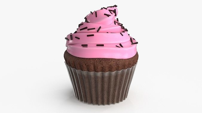 Cupcake Pink Low-poly 3D model 2