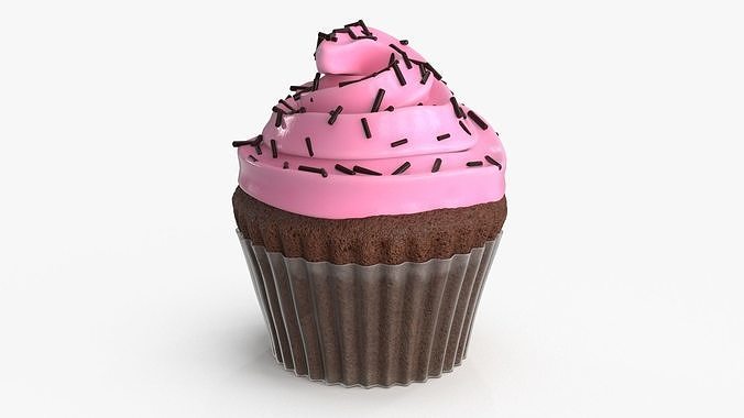 Cupcake Pink Low-poly 3D model 7