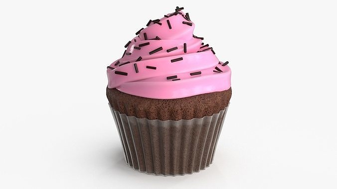Cupcake Pink Low-poly 3D model 3