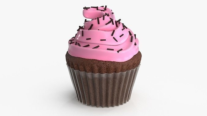Cupcake Pink Low-poly 3D model 6