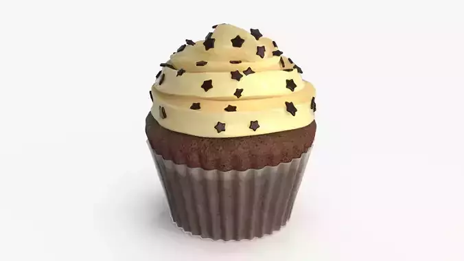 Cupcake White Low-poly 3D model