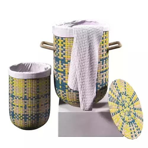 Round Weave Laundry Baskets - Natural