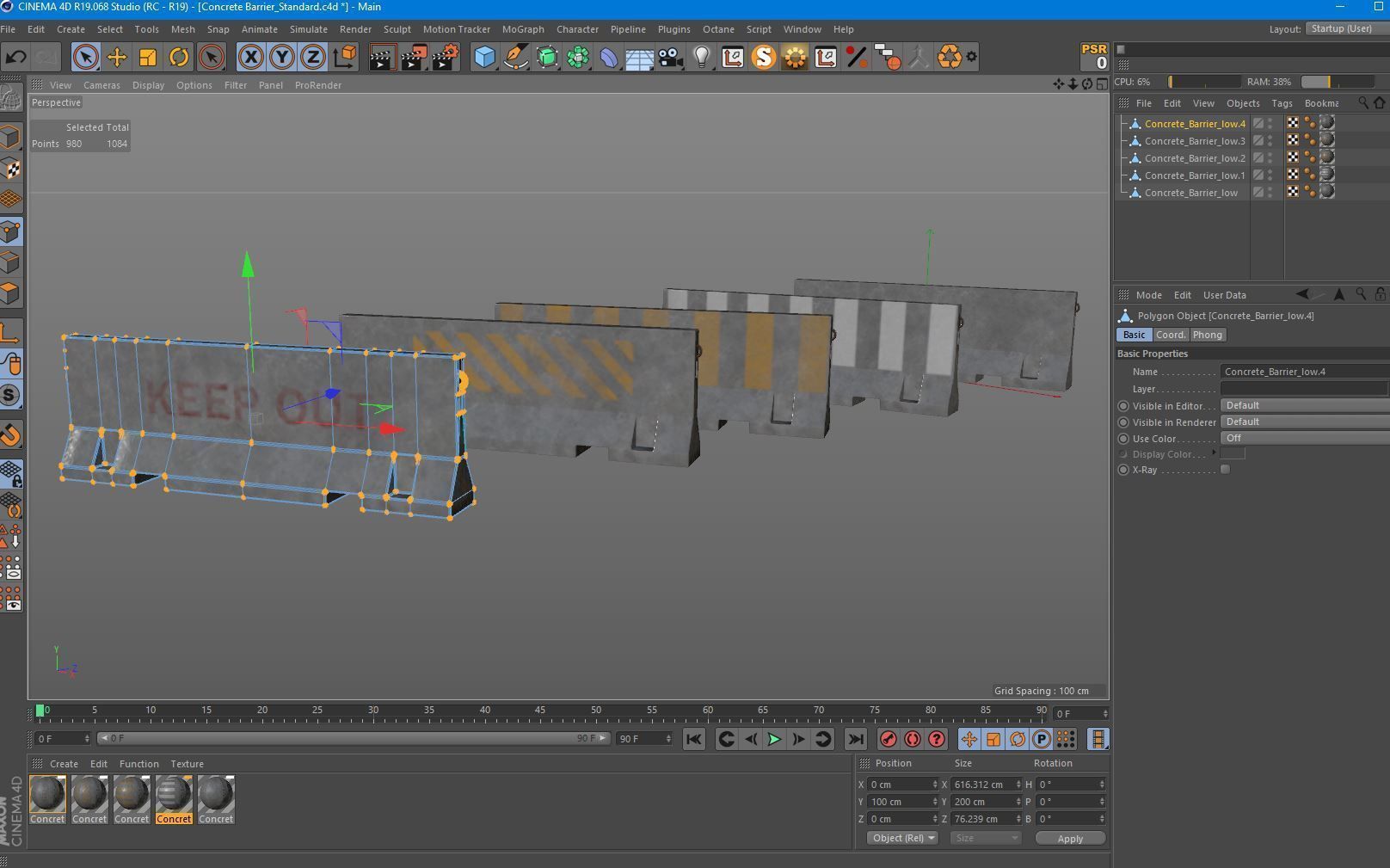 Barrier Concrete Low-poly 3D model_6