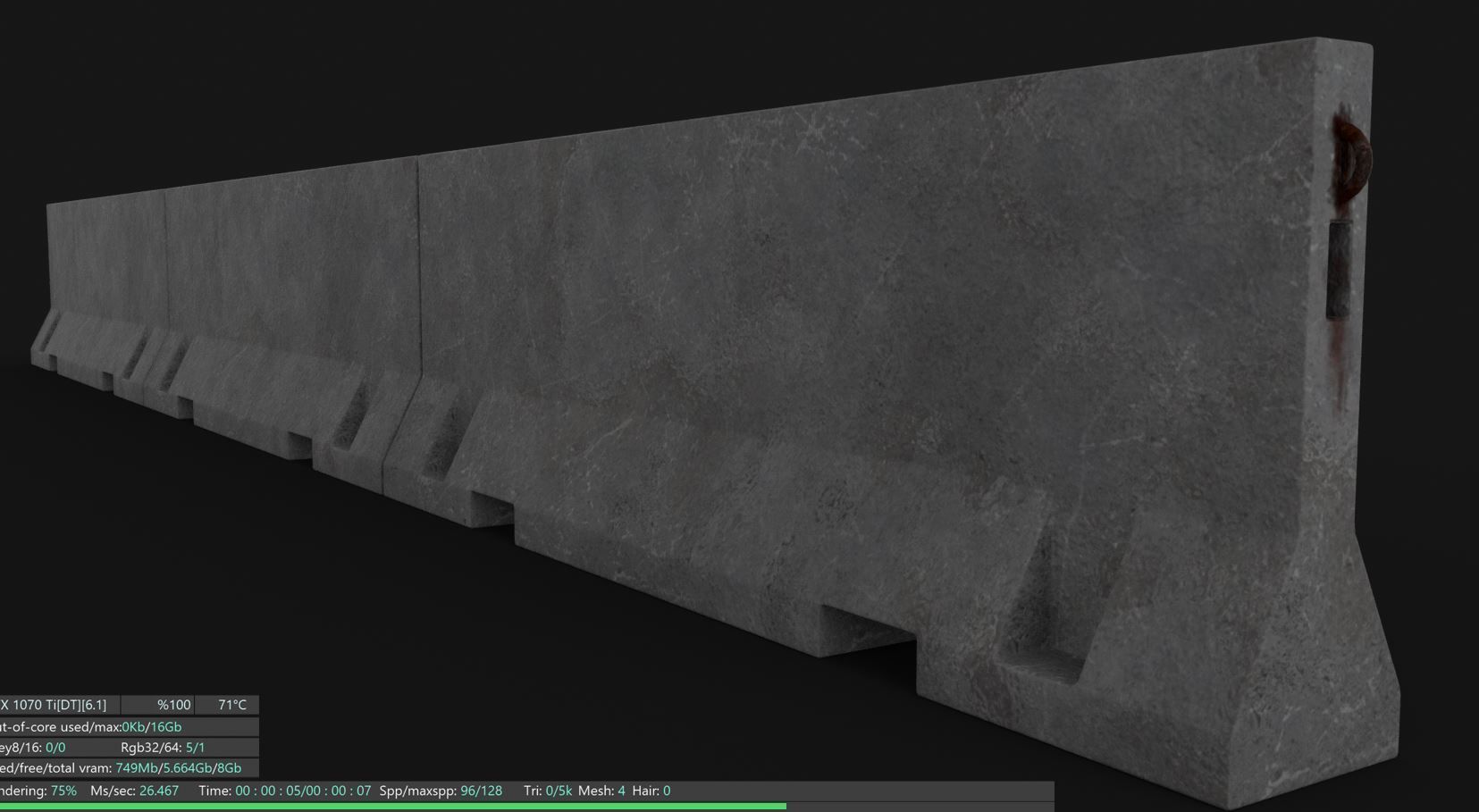 Barrier Concrete Low-poly 3D model_3