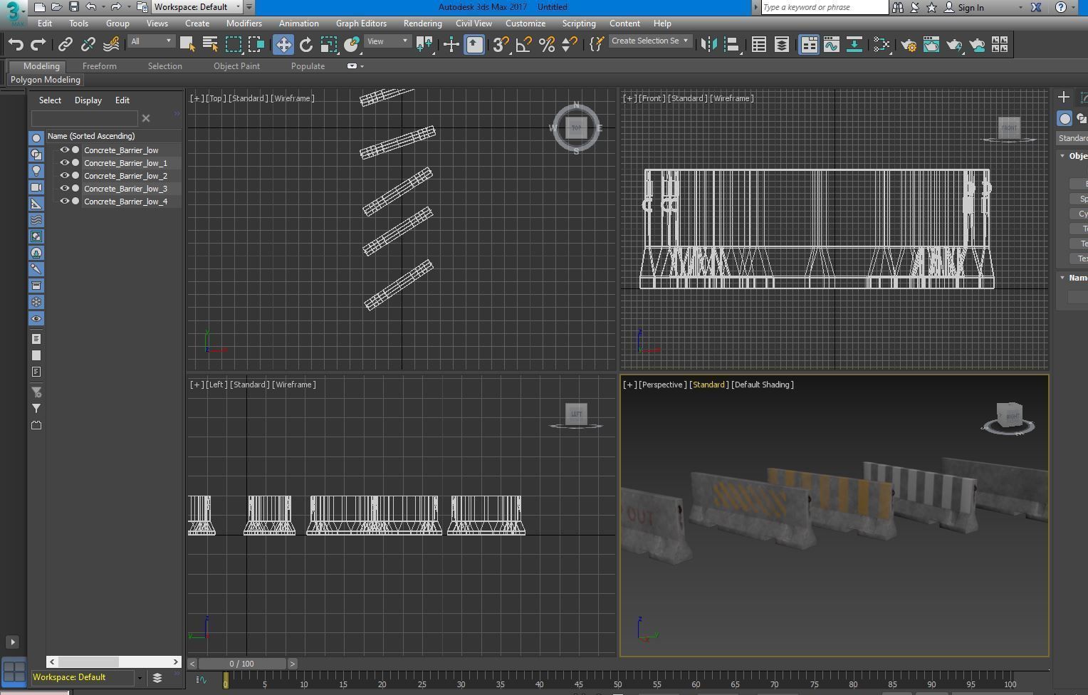 Barrier Concrete Low-poly 3D model_4