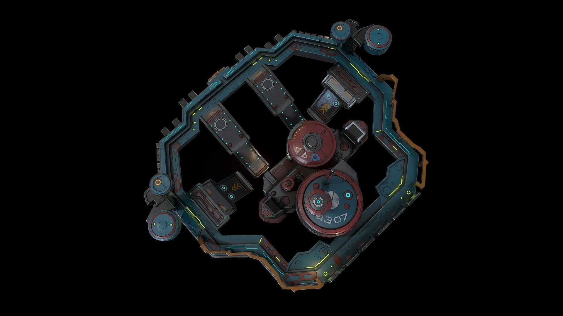 Low poly sci fi fortress building environment asset Low-poly 3D model_11
