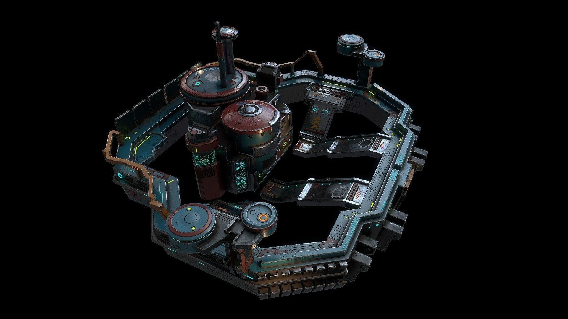Low poly sci fi fortress building environment asset Low-poly 3D model_5