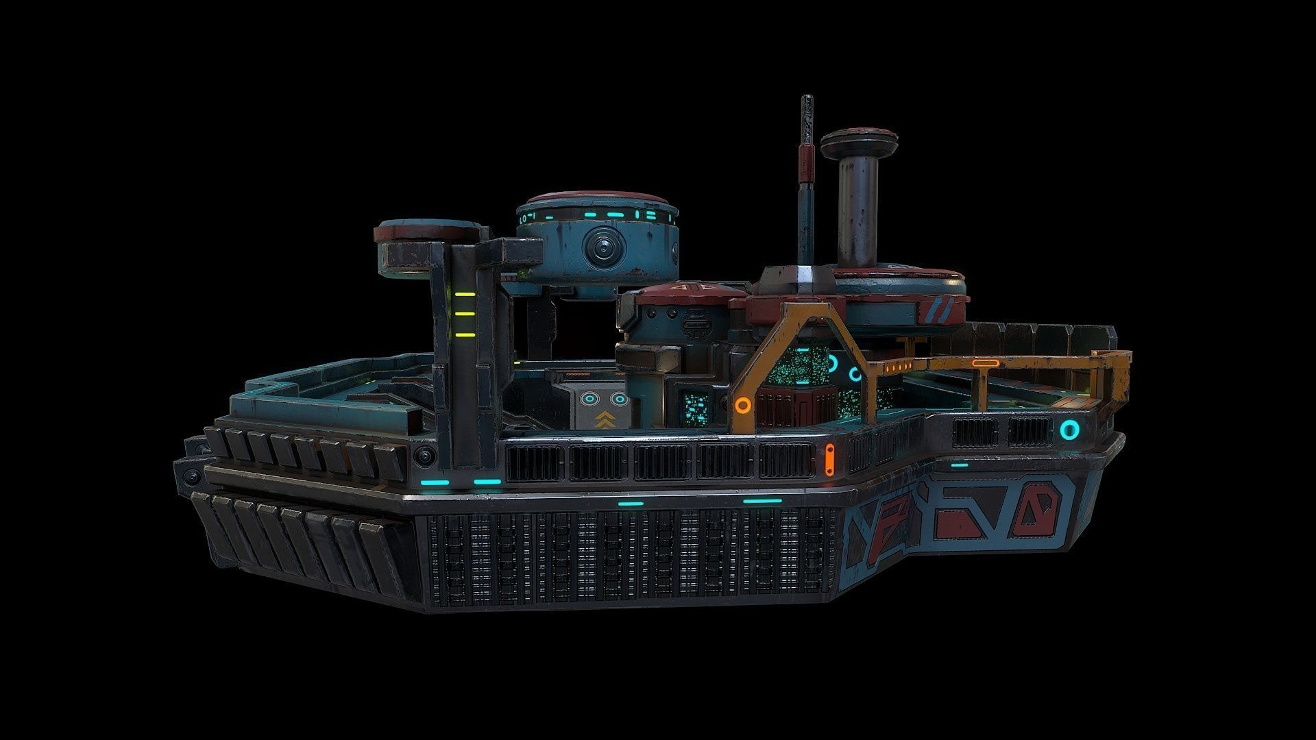 Low poly sci fi fortress building environment asset Low-poly 3D model_8