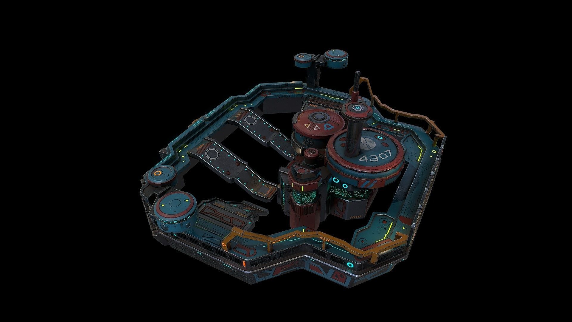 Low poly sci fi fortress building environment asset Low-poly 3D model_2