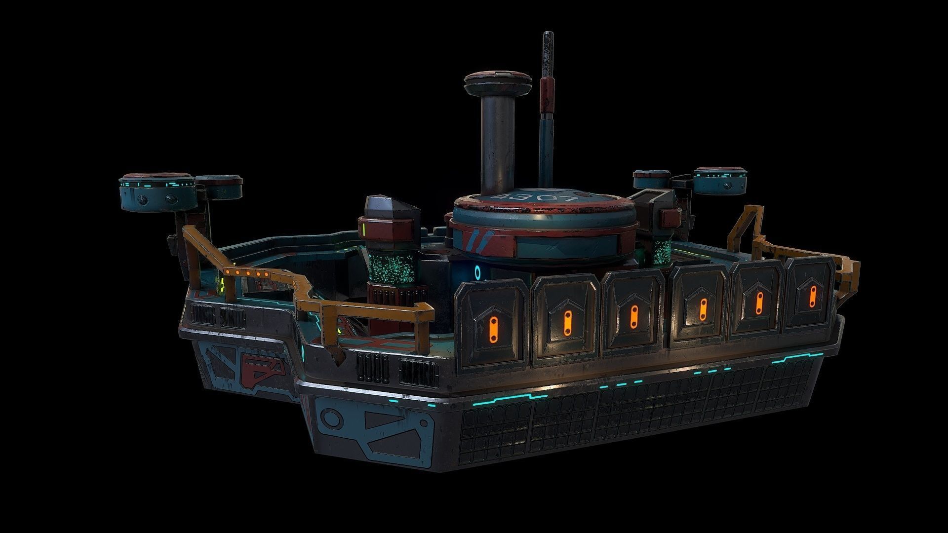 Low poly sci fi fortress building environment asset Low-poly 3D model_10