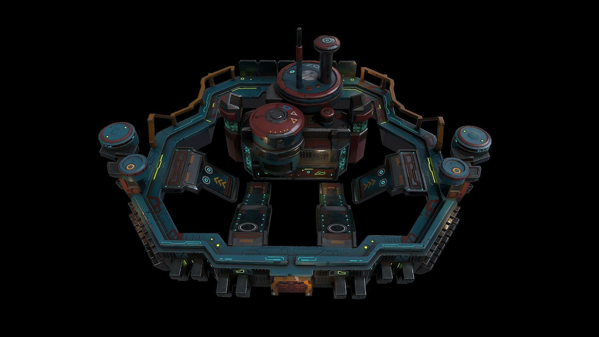 Low poly sci fi fortress building environment asset Low-poly 3D model_6