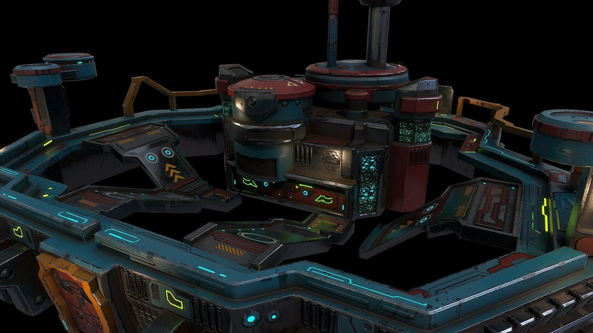 Low poly sci fi fortress building environment asset Low-poly 3D model_13