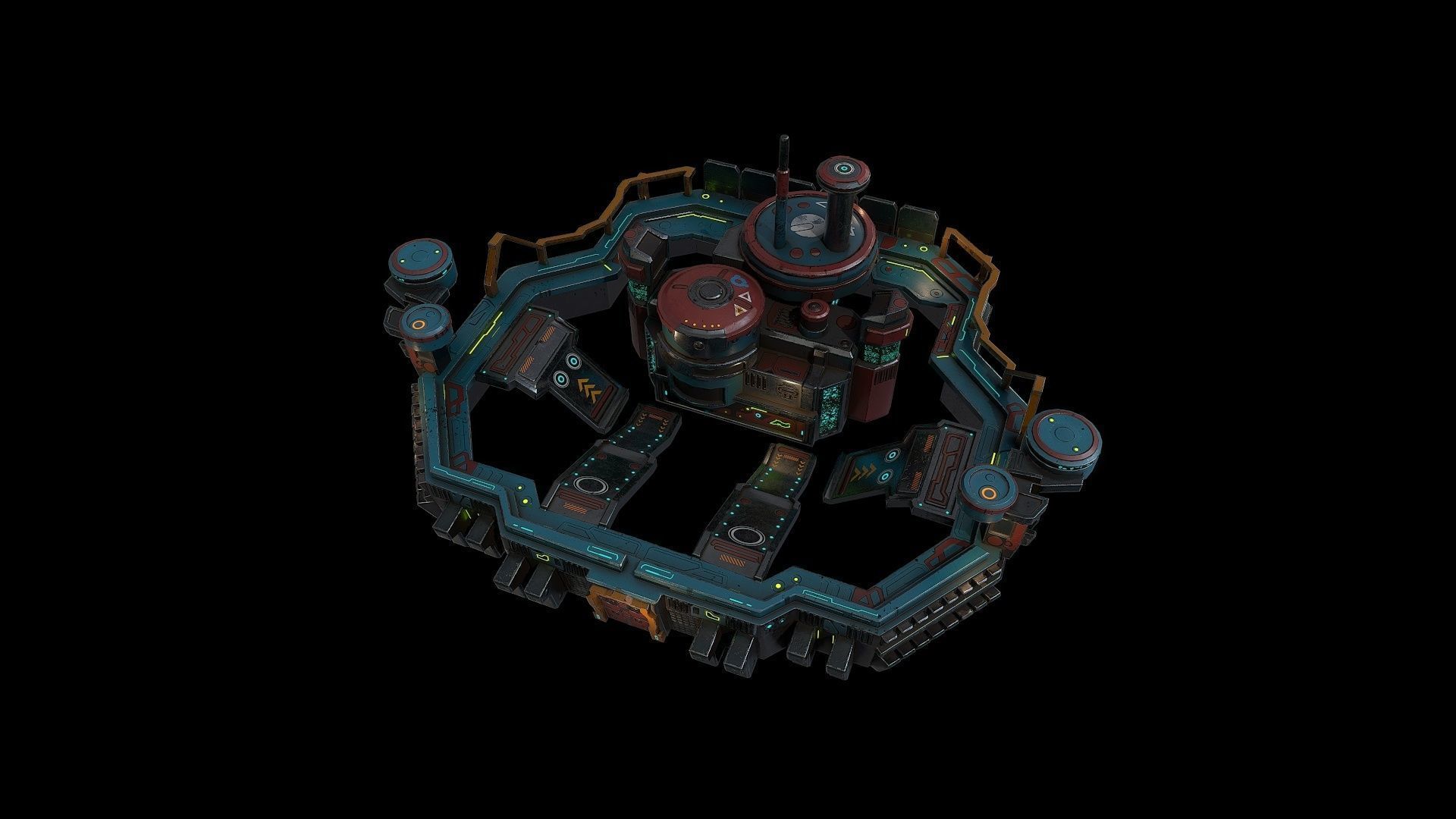 Low poly sci fi fortress building environment asset Low-poly 3D model_12