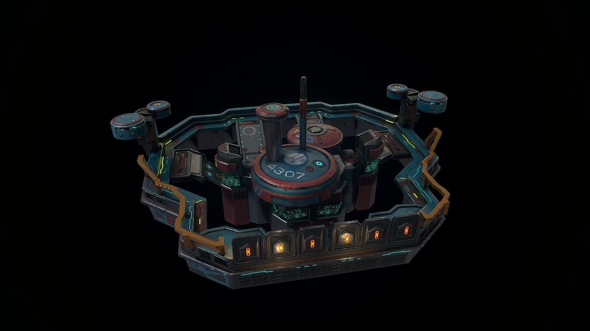 Low poly sci fi fortress building environment asset Low-poly 3D model_3