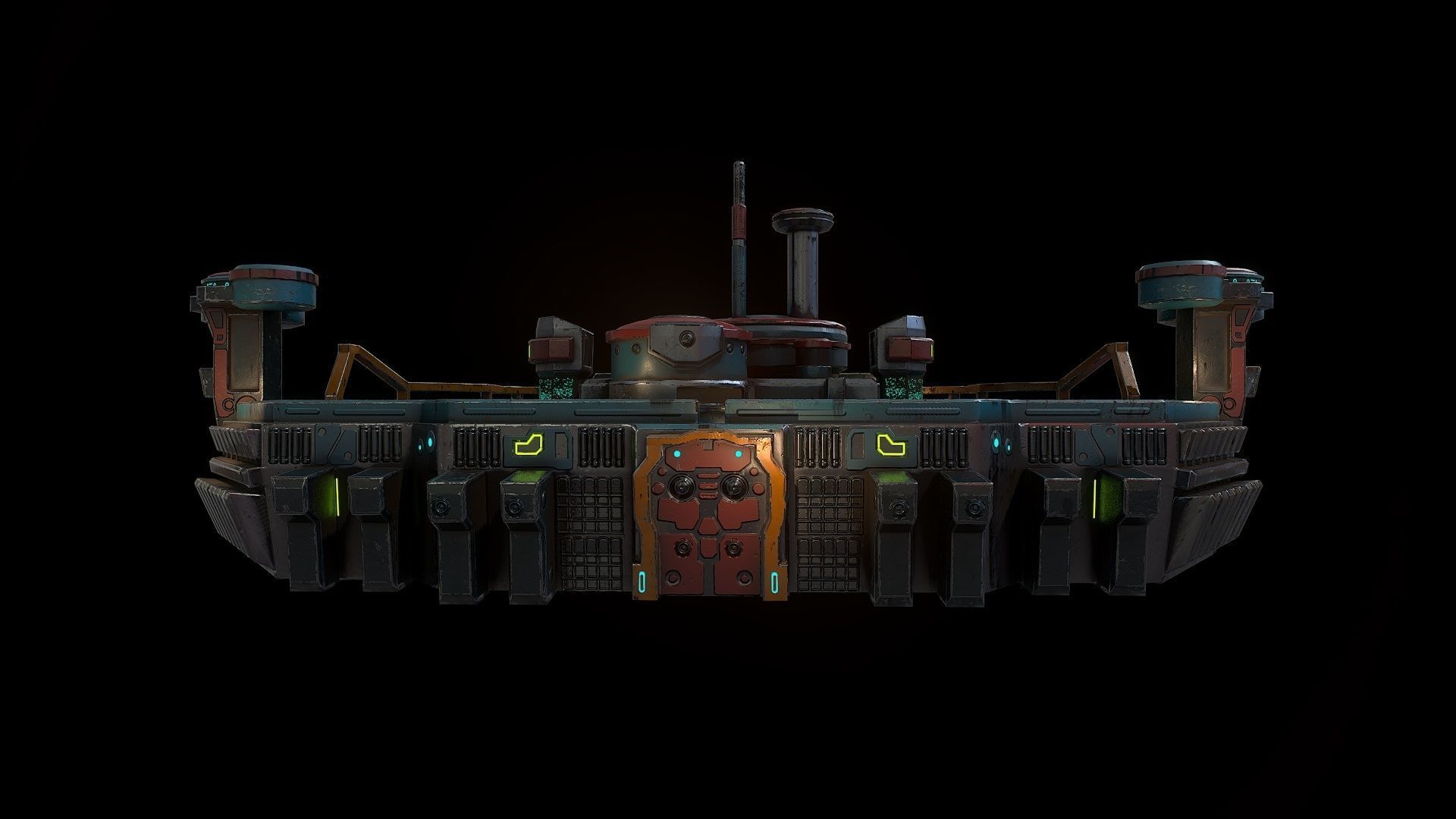 Low poly sci fi fortress building environment asset Low-poly 3D model_14