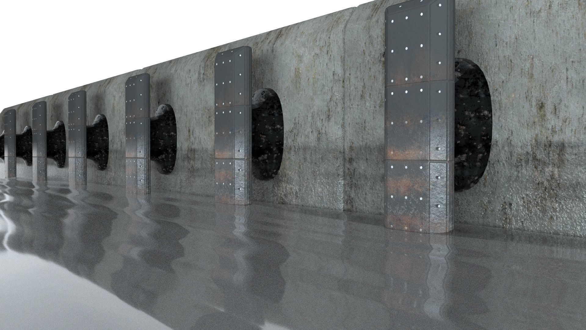 Port concrete blocks Low-poly 3D model_7