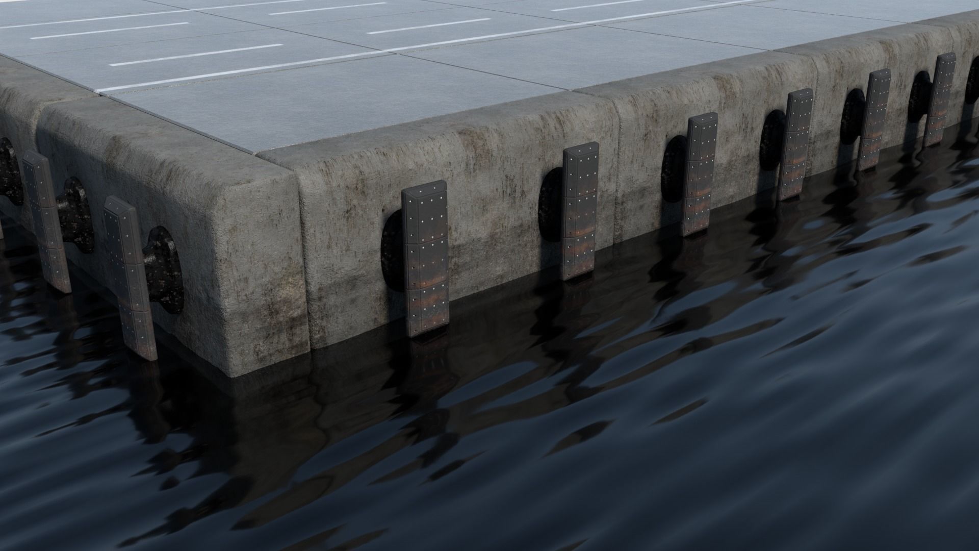 Port concrete blocks Low-poly 3D model_3