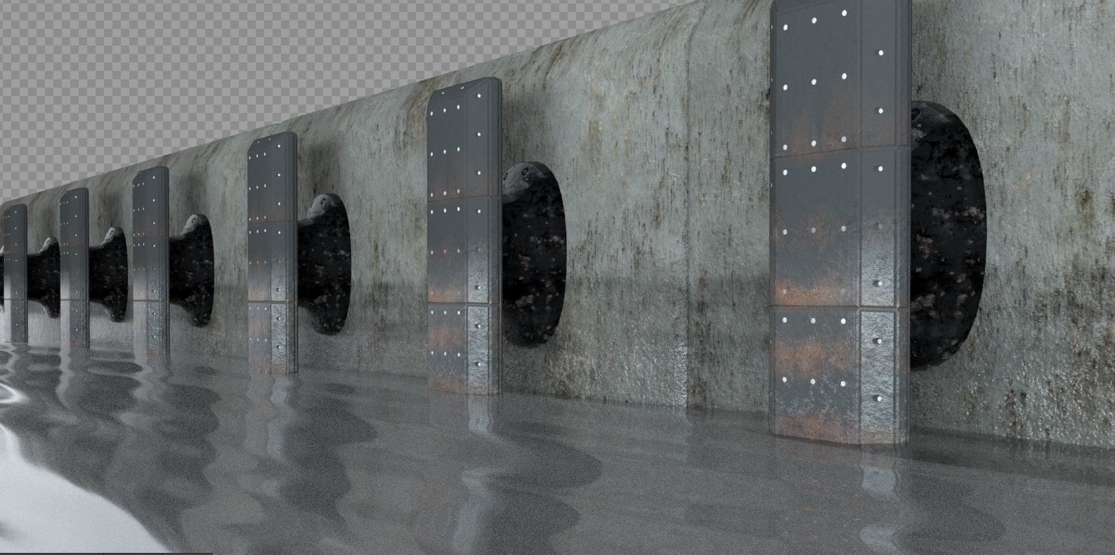 Port concrete blocks Low-poly 3D model_11