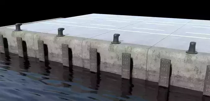 Port concrete blocks Low-poly 3D model